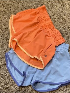 Athleta Women's Athletic Shorts Two-Pack - Orange & Light Blue